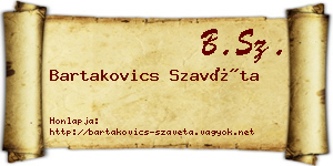 Bartakovics Szavéta névjegykártya
